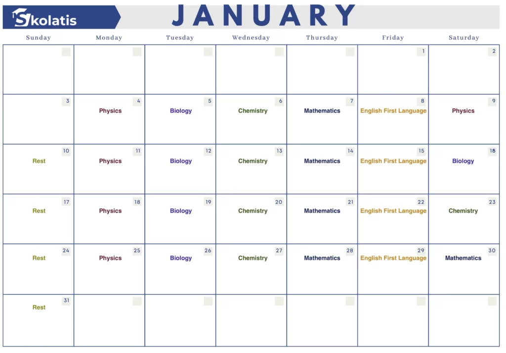 study timetable, revision timetable